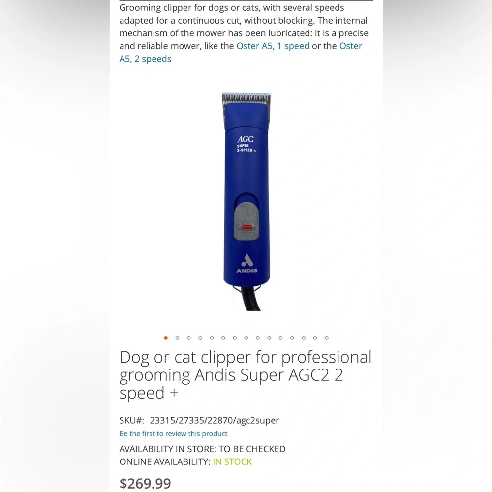ANDIS Professional Proclip AGC+ 2-Speed Clipper • Blue Dog Grooming Shears NEW